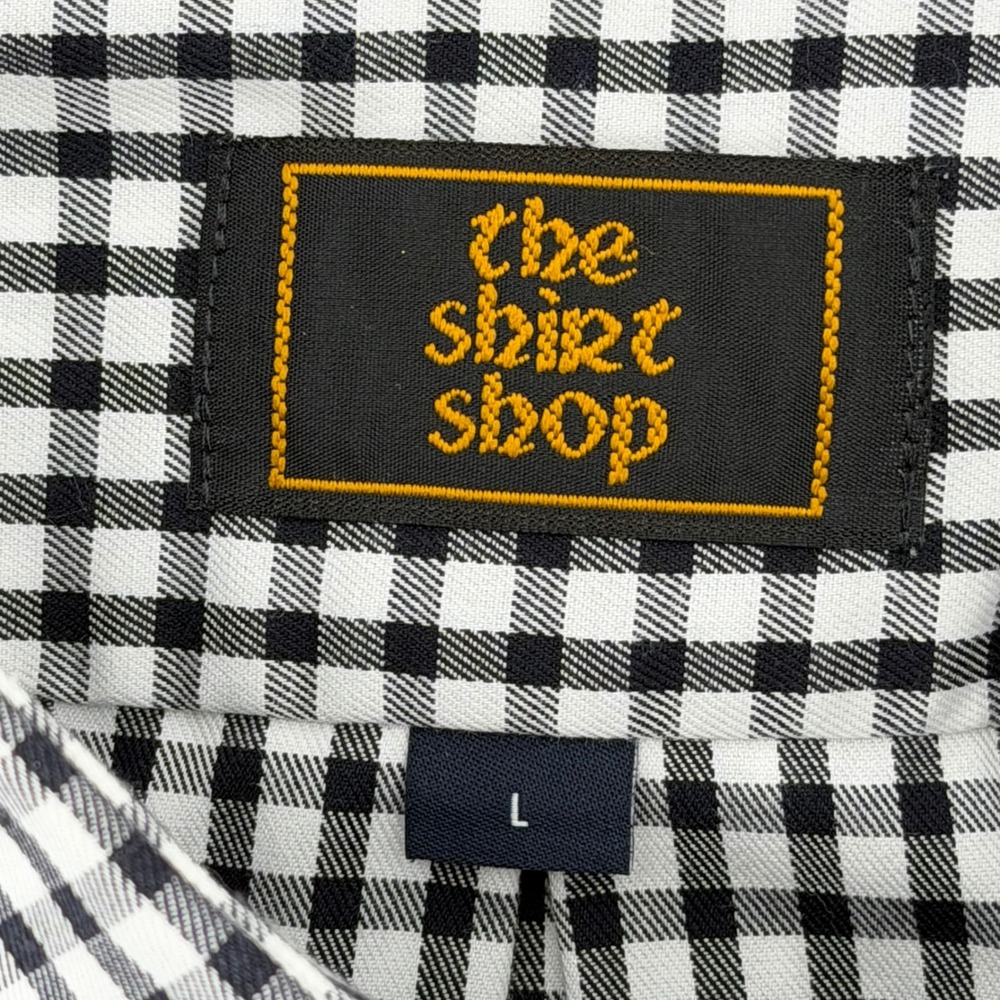 The Shirt Shop Mens Large Gingham Button Down Shirt Long Sleeve Embroidered A - Picture 5 of 13